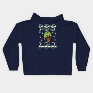 Christmas Leo Laughing and Drinking Wine Kids Hoodie